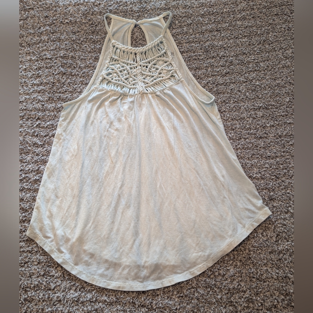 American Eagle Women’s Light Blue Crochet-Back Soft and Sexy Tank